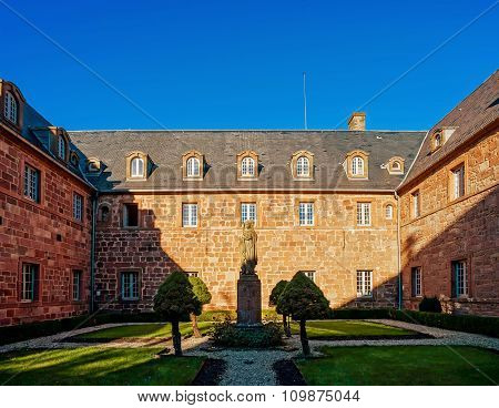 Old Medieval Abbey Church In Alsace
