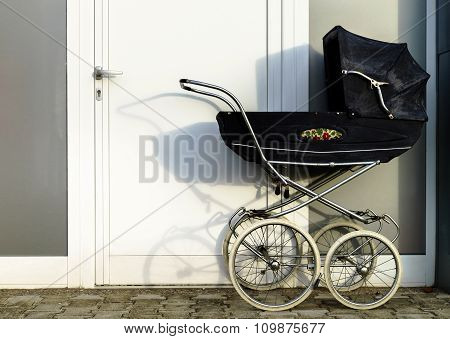 Retro Style Stroller Baby Carriage Outdoors