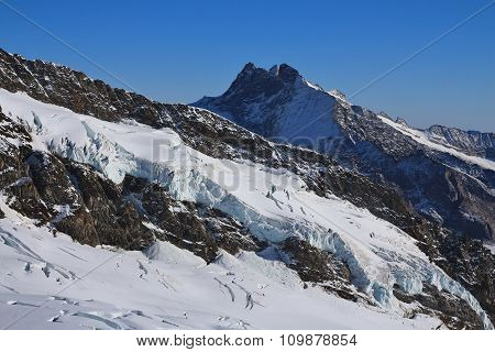 Glacier And High Mountain, View From The Jungfraujoch