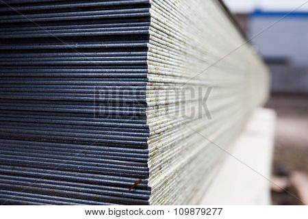 Steel plates at construction