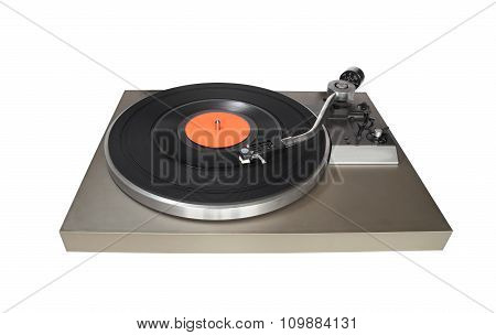 Vintage Record Player With Vinyl Record