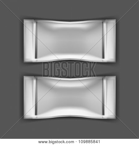 Mockup template flow pack for branding and product designs.  Isolated realistic package with shadows. Easy to use for advertising and food products.