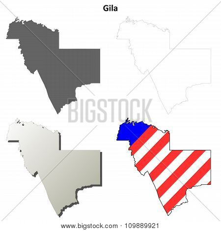 Gila County, Arizona outline map set