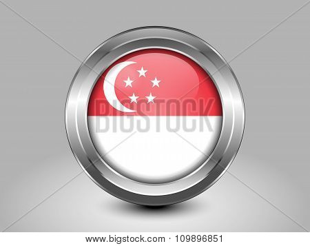 Singapore Variant Flag. Metal Round Icon