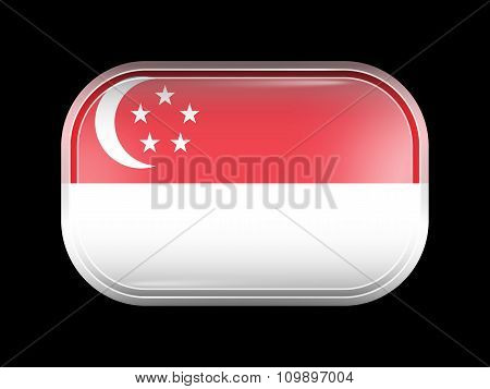 Flag Of Singapore. Rectangular Shape With Rounded Corners