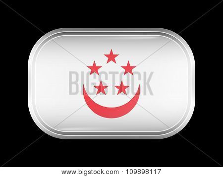 Singapore Variant Flag. Rectangular Shape With Rounded Corners