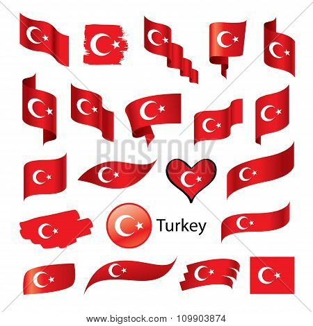 set of flags for Turkey