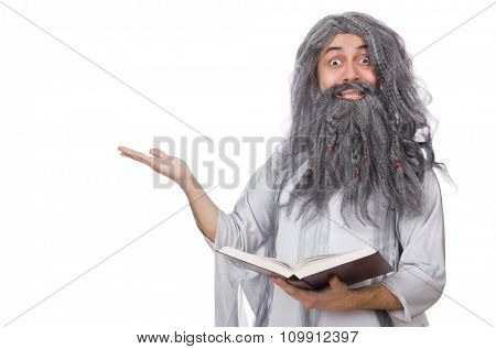 Funny old man isolated on white