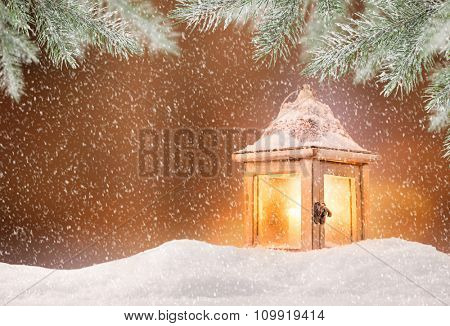 Abstract Christmas background with shining antern