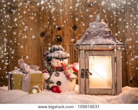 Abstract Christmas background with shining antern