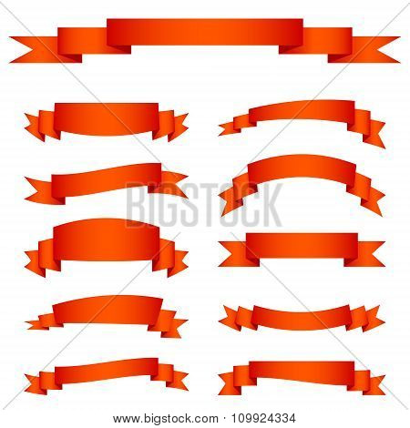 Set Of Red Ribbon Banners