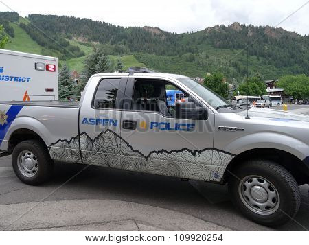 Apsen Police Truck Parked On The Street