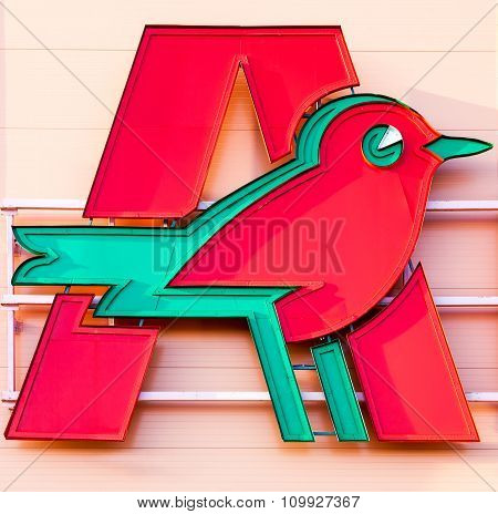 Auchan Trade Mark. French Distribution Network Auchan United More Than 1300 Shops