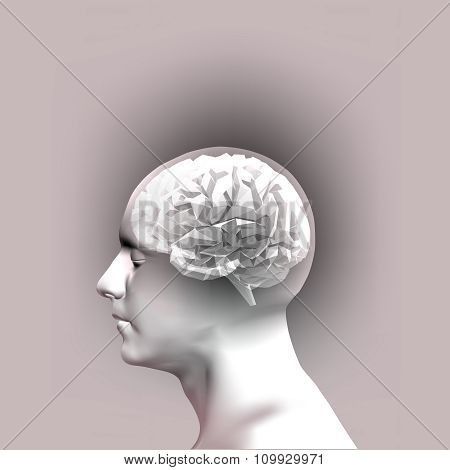 Abstract Human Head with a Brain. Vector Illustration