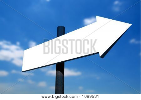 Placa de sinalização em branco seta 