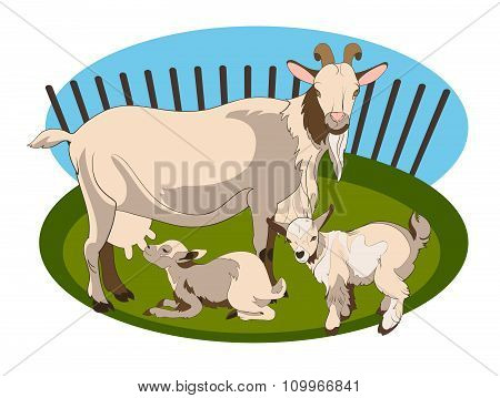 Goat and her cubs