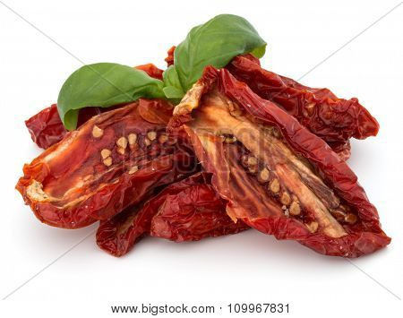 Dried tomatoes isolated on white background cutout
