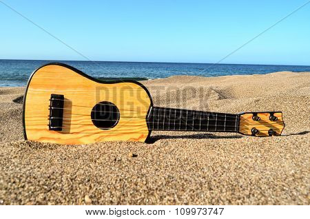 Guitar on the Sand Beach
