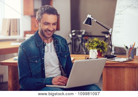 Surfing The Net In Office.