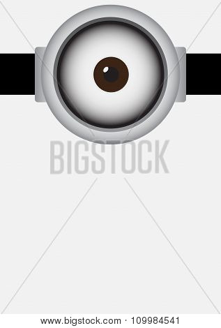 Vector Illustration Of Goggle With Cyclops On Bright Gray Color Background.