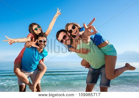 Merry company resting on the sea.