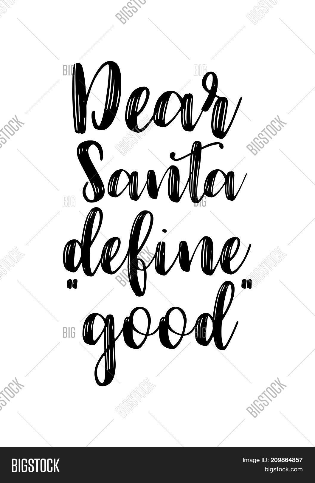 christmas greeting card with brush calligraphy vector black with white background dear santa define - Define Christmas christmas greeting card with brush calligraphy vector black with white background dear santa define - Define Christmas