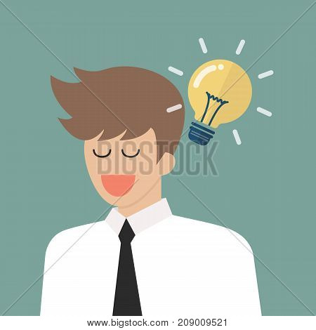 Man thinking a new idea. Vector illustration