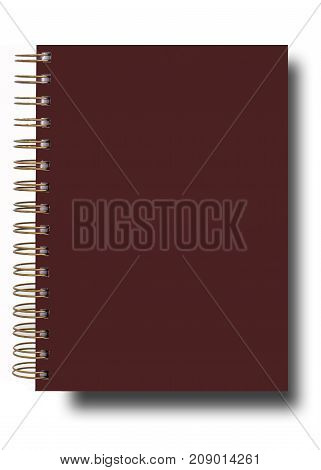 Blank Brown hardcover book isolated on white background with copy space