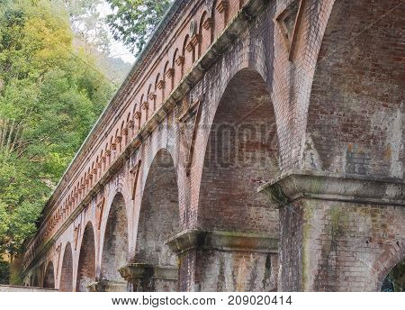 Suirokaku brick ancient aqueduct in Kyoto. This aqueduct was constructed in 1889 to carry water and goods between Kyoto and Lake Biwa