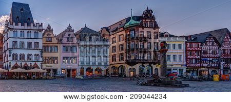 Historic House facades Main Market Trier Rhineland Palatinate Germany.