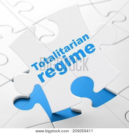 Political concept: Totalitarian Regime on White puzzle pieces background, 3D rendering