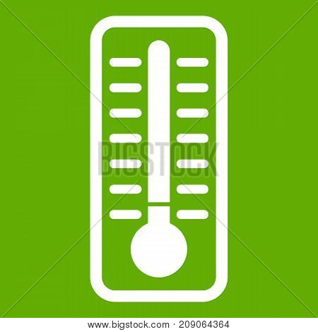 Cold thermometer icon white isolated on green background. Vector illustration