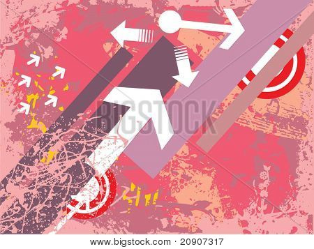 화살표와 그런 지 배경, 벡터 바탕 화면에 대상