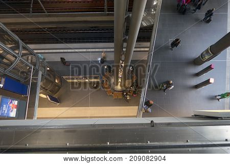 Berlin Germany - October 8 2017: View of interior of the central train station in Berlin Germany.