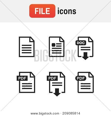 Icon pdf document. File download icon. Document text, symbol web format information
