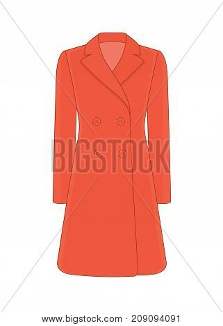 Women's coat robe. Cashmere and wool. Trendy model of women's wardrobe. Vector illustration