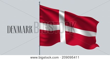 Denmark waving flag vector illustration. White red design as a national Danish symbol