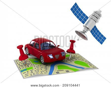 navigation system on white background. Isolated 3d illustration