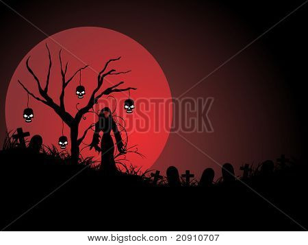 temető éjszakai jelenet a holdfényben, tapéta