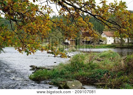Watermills at a sawmill in Bavaria on the river Regen at Roding