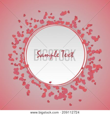 Vintage romantic origami paper heart shape long shadow frame. Retro border Valentine's love design. Mock up material soft template backdrop. Empty greeting card Valentines Day holiday.