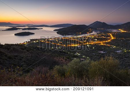 Nydri village on Lefkada island in Greece.