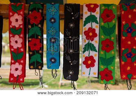 Traditional Romanian Clothe Accessories, Colorful Pattern