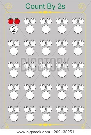 count by twos practice worksheet, write the missing numbers,