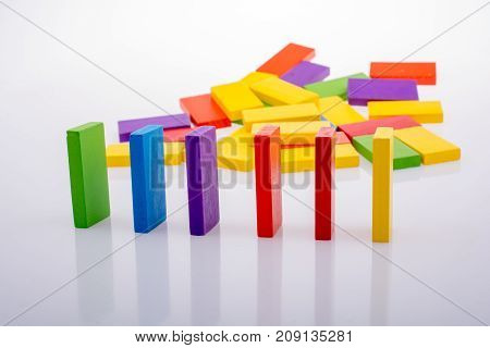 Coorful Domino Blocks On White Background
