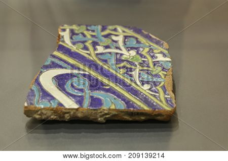 Black and Blue Old Seljuk Blue Tile