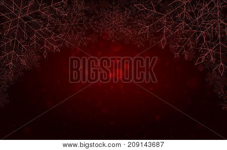 The beautiful red winter background with snowflakes