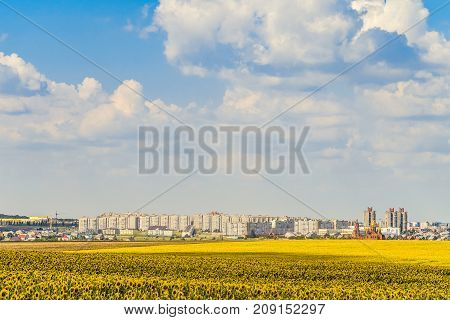 Gubkin city skyline Belgorod region Russia. City of iron ore metallurgy is located near the world's largest quarry for the extraction of non-combustible minerals.