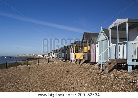 Beach Huts Thorpe Bay near Southend Essex England