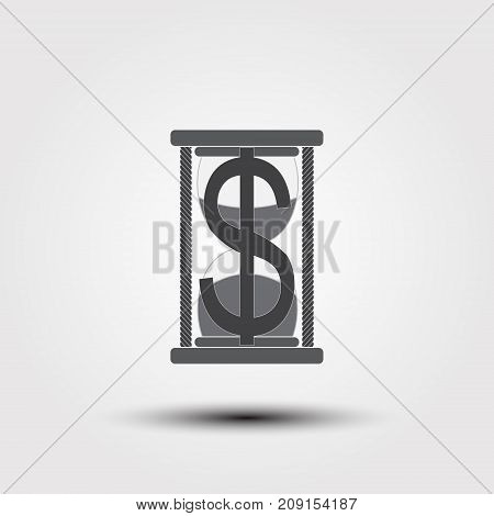 Hourglass with a dollar sign made of sand. Stock vector illustration.